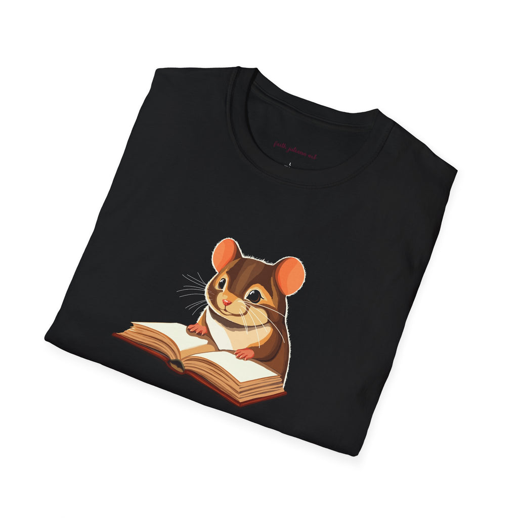 Mouse Reading a Book T-Shirt | Cute Animal and Book Lover Illustration