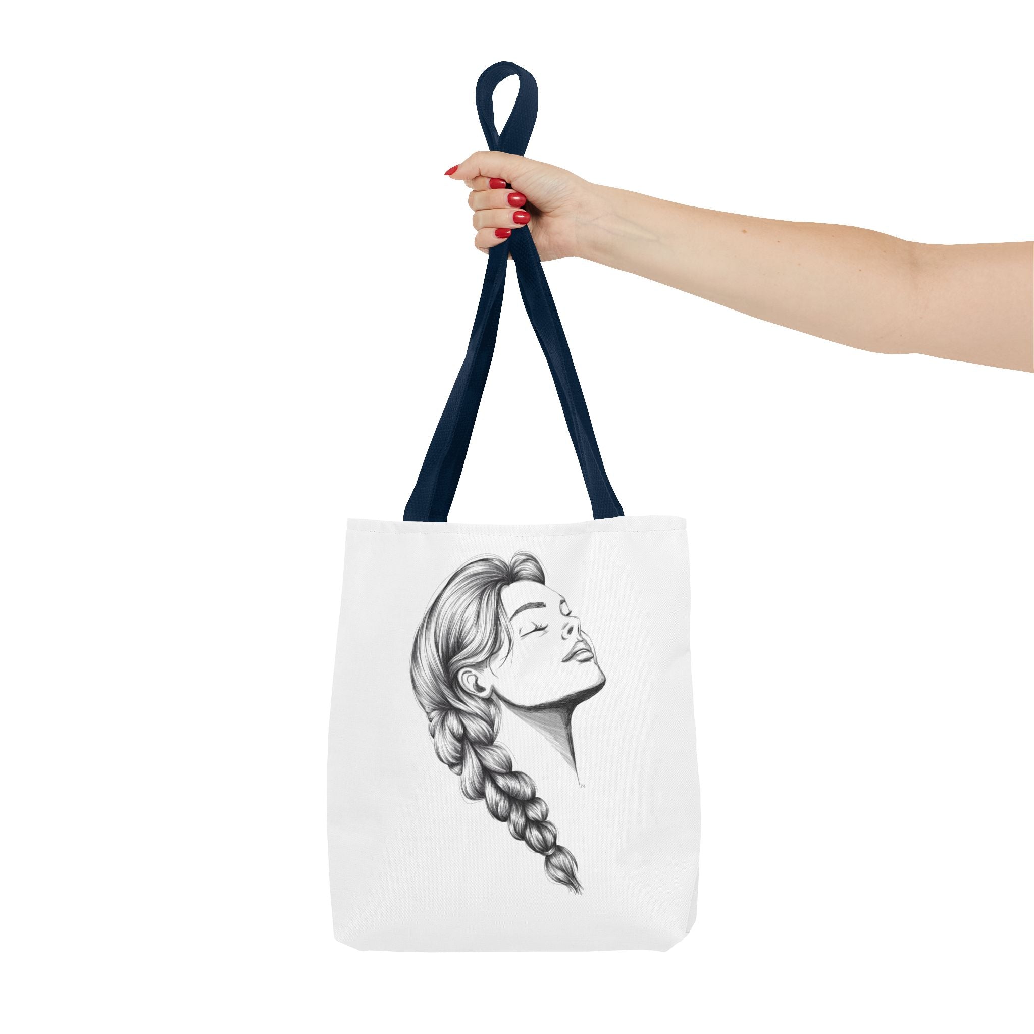 Braided Hair Portrait Tote Bag | Monochrome Line Art, Women's Profile