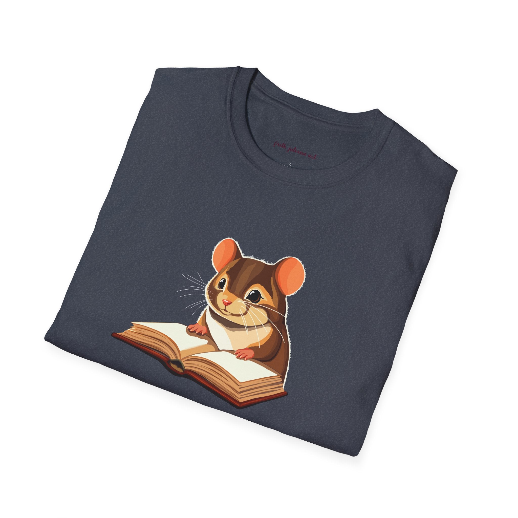 Mouse Reading a Book T-Shirt | Cute Animal and Book Lover Illustration