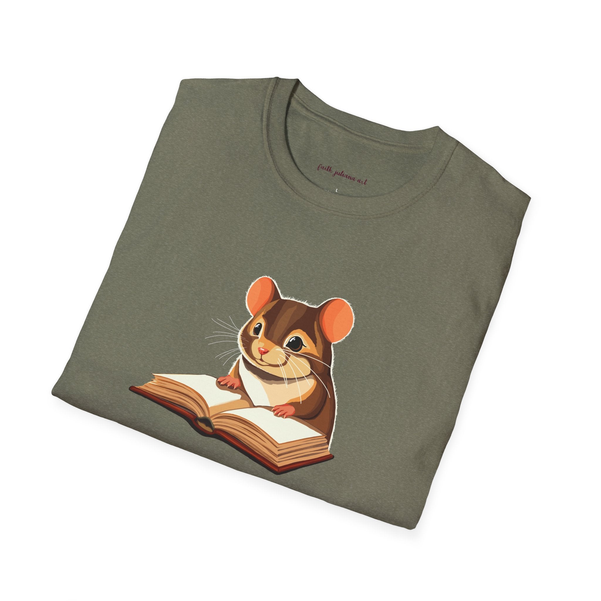 Mouse Reading a Book T-Shirt | Cute Animal and Book Lover Illustration