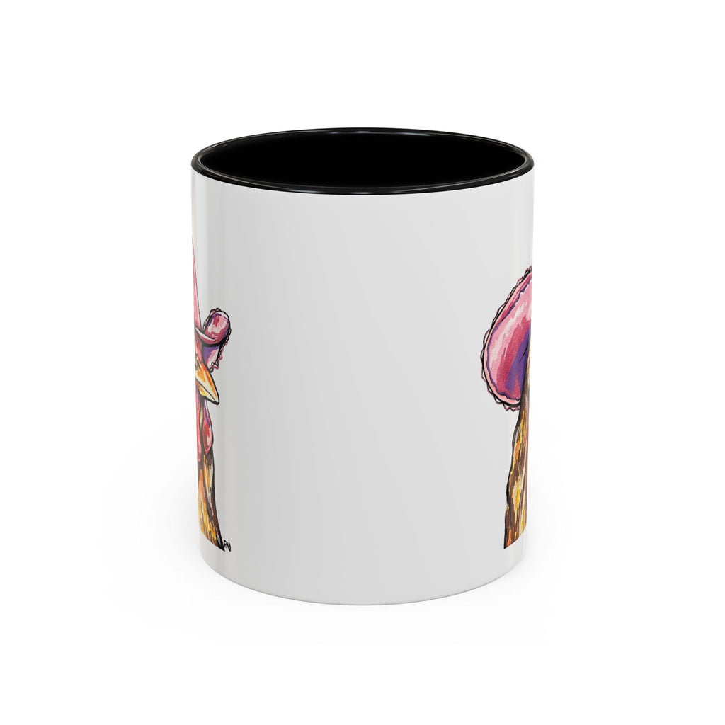 Cowgirl Chicken Coffee Mug — Colorful Hen Wearing Pink Cowboy Hat (Accent Mug, 11/15oz)