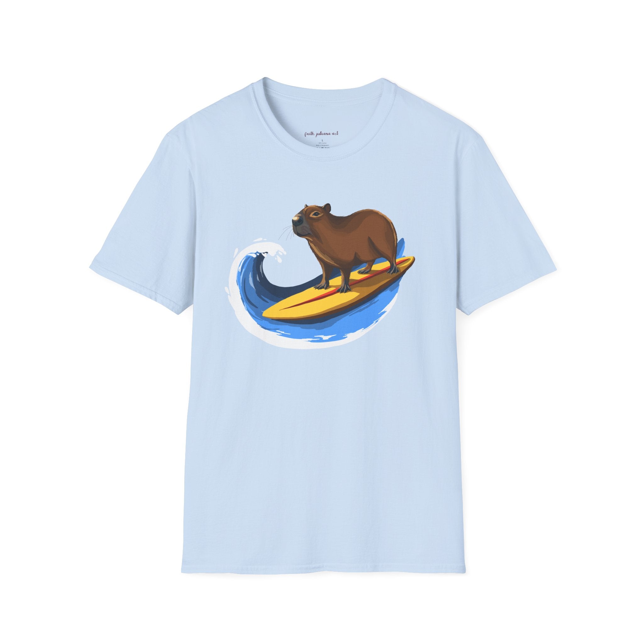 Surfing Capybara T-Shirt | Cute Animal Surfing- Graphic Tee
