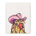 Cowgirl Chicken Drawing on a Stretched Canvas