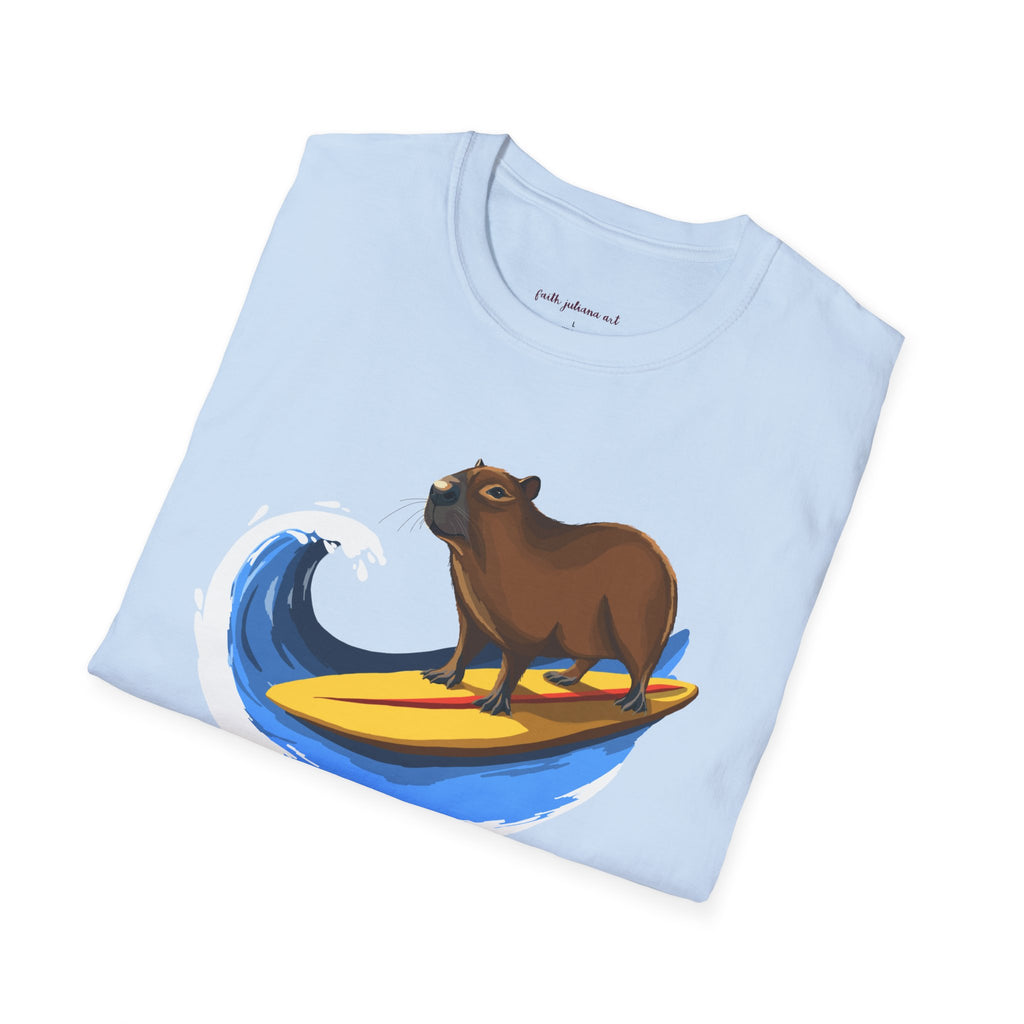 Surfing Capybara T-Shirt | Cute Animal Surfing- Graphic Tee