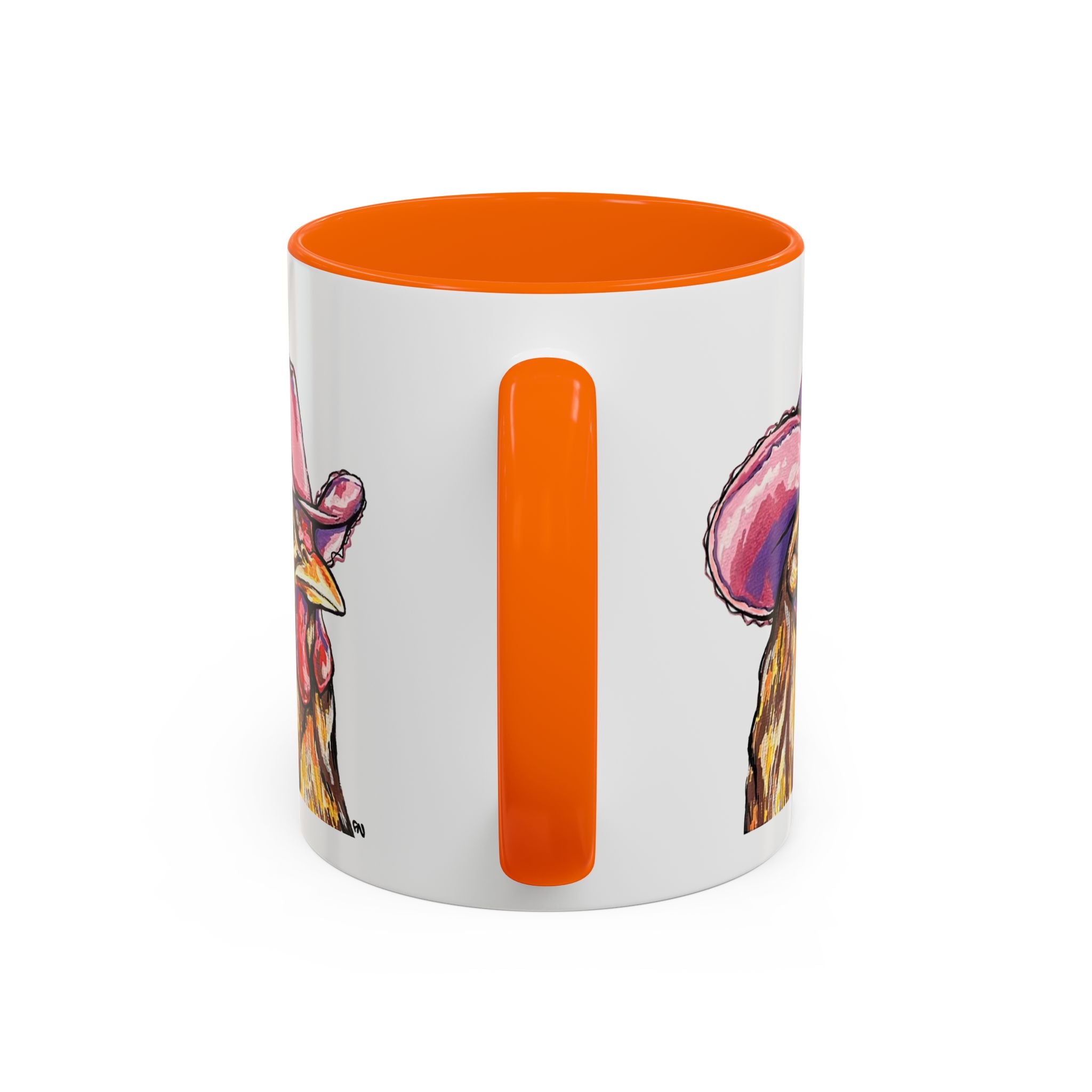 Cowgirl Chicken Coffee Mug — Colorful Hen Wearing Pink Cowboy Hat (Accent Mug, 11/15oz)