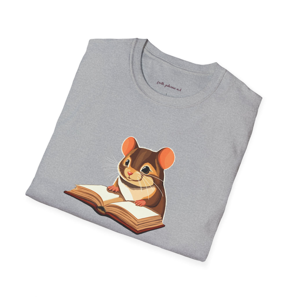 Mouse Reading a Book T-Shirt | Cute Animal and Book Lover Illustration