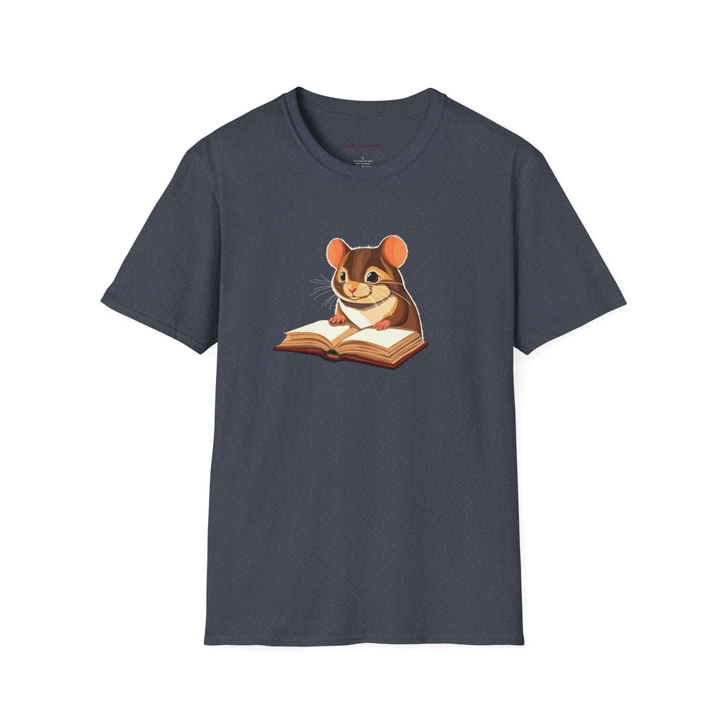 Mouse Reading a Book T-Shirt | Cute Animal and Book Lover Illustration