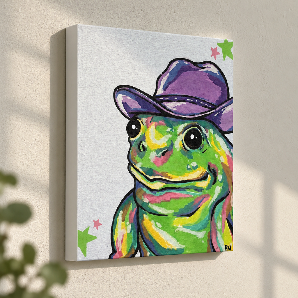 Country Toad Drawing on a Canvas